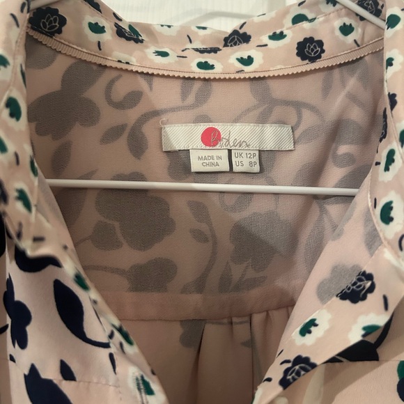 Boden Cream and Green Floral Long Sleeve Dress - Picture 5 of 7